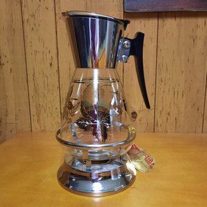Vintage Colony Glass Coffee Pot with Original Warmer and Tag